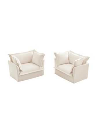 Chenille Armchair Set (2), Deep-Seated and Soft for Living, Reading & More