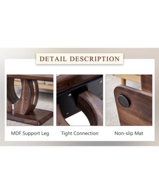 Modern Minimalist Walnut Coffee Table with Textured Sticker