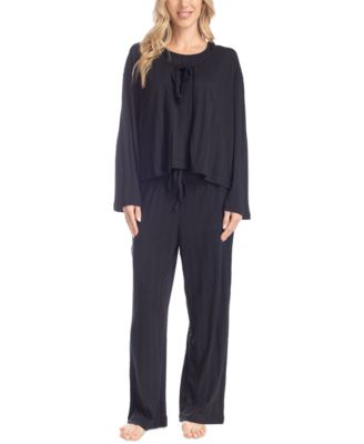 MUK LUKS - Women's 3-Pc. Rib-Knit Lounge Pajama Set