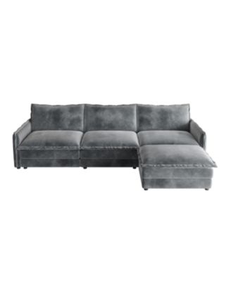 Corduroy 3-Seater Cloud Couch with Footrest & Cushions