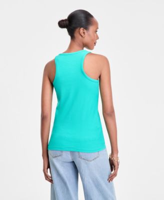  Women's Perfect Ribbed Hardware-Trim Tank Top, Exclusively at Macy's