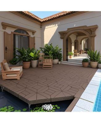 Streamdale 12" Patio Deck Tiles, DIY Interlocking, Indoor/Outdoor, Easy Install, 44pcs Red Brown