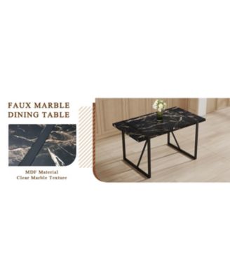 Streamdale Black Marble Dining Set - 55" Table & 4 PU Chairs