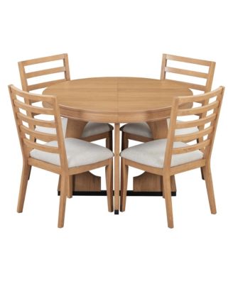 Streamdale 5-Piece Geometric Dining Set with Extendable Table