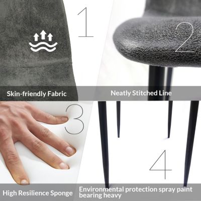 Streamdale 31.5" Round Dining Set Black Table, 4 Suede Chairs