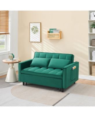 Streamdale 55 "green velvet sofa, elegant with convenient pockets, clever interpretation of the three-in-one conversion art