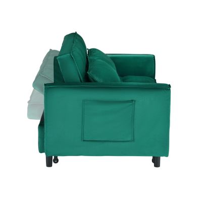 Streamdale 55 "green velvet sofa, elegant with convenient pockets, clever interpretation of the three-in-one conversion art