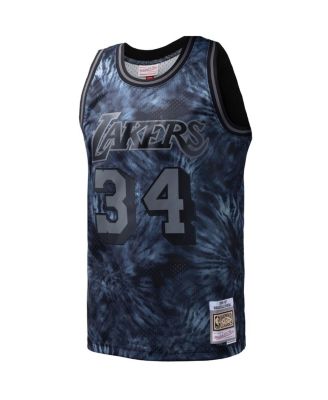 Мужская футболка Mitchell & Ness Shaquille O'Neal Black Los Angeles Lakers Hardwood Classics 1996/97, окрашенная в тай-дай Swingman.