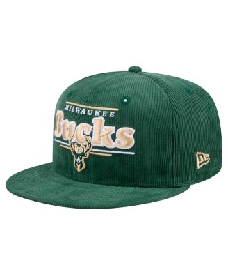 New Era - Men's Hunter Green Milwaukee Bucks Throwback Display Corduroy 9FIFTY Snapback Hat