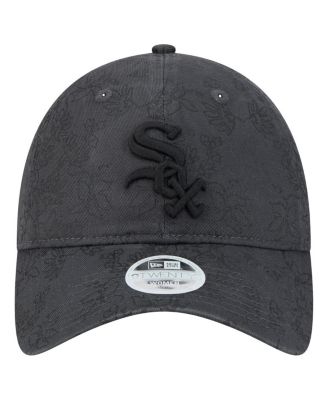 Женская черная шляпа Chicago White Sox New Era с регулируемой длиной 92 см и цветочным рисунком в тон