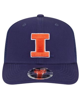 Мужская кепка с эластичной застежкой для дальнобойщика New Era Men's Navy Illinois Fighting Illinini Primary 9SEVENTY