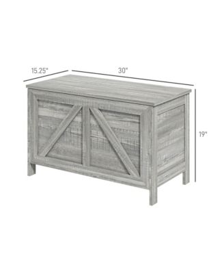 30" Farmhouse Storage Chest, Lift Top Box Organizer with Safety Hinge to Open Up 100 for Bedroom, Entryway, Living Room, Gray Wood Grain