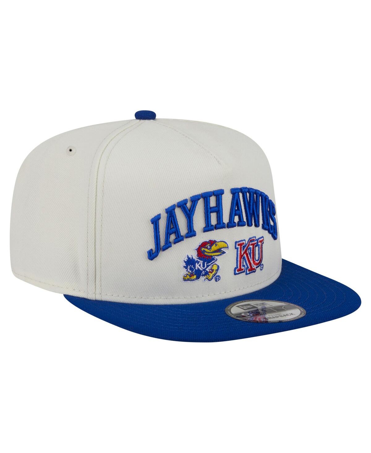 NEW ERA MEN'S WHITE KANSAS JAYHAWKS COLLEGIATE 9FIFTY A-FRAME SNAPBACK HAT 