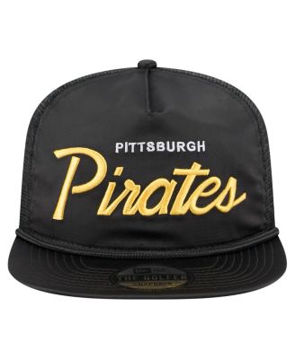 Мужская черная шляпа для гольфа Pittsburgh Pirates в стиле ретро с атласной надписью New Era, регулируемая по высоте