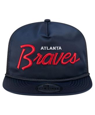 Новая мужская темно-синяя шляпа для гольфа Atlanta Braves в стиле ретро с атласным принтом, регулируемая по размеру.