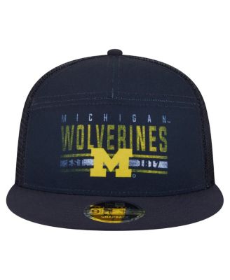 Мужская темно-синяя шляпа дальнобойщика Michigan Wolverines с разрезной вставкой длиной 9 футов и шириной 5 дюймов от New Era