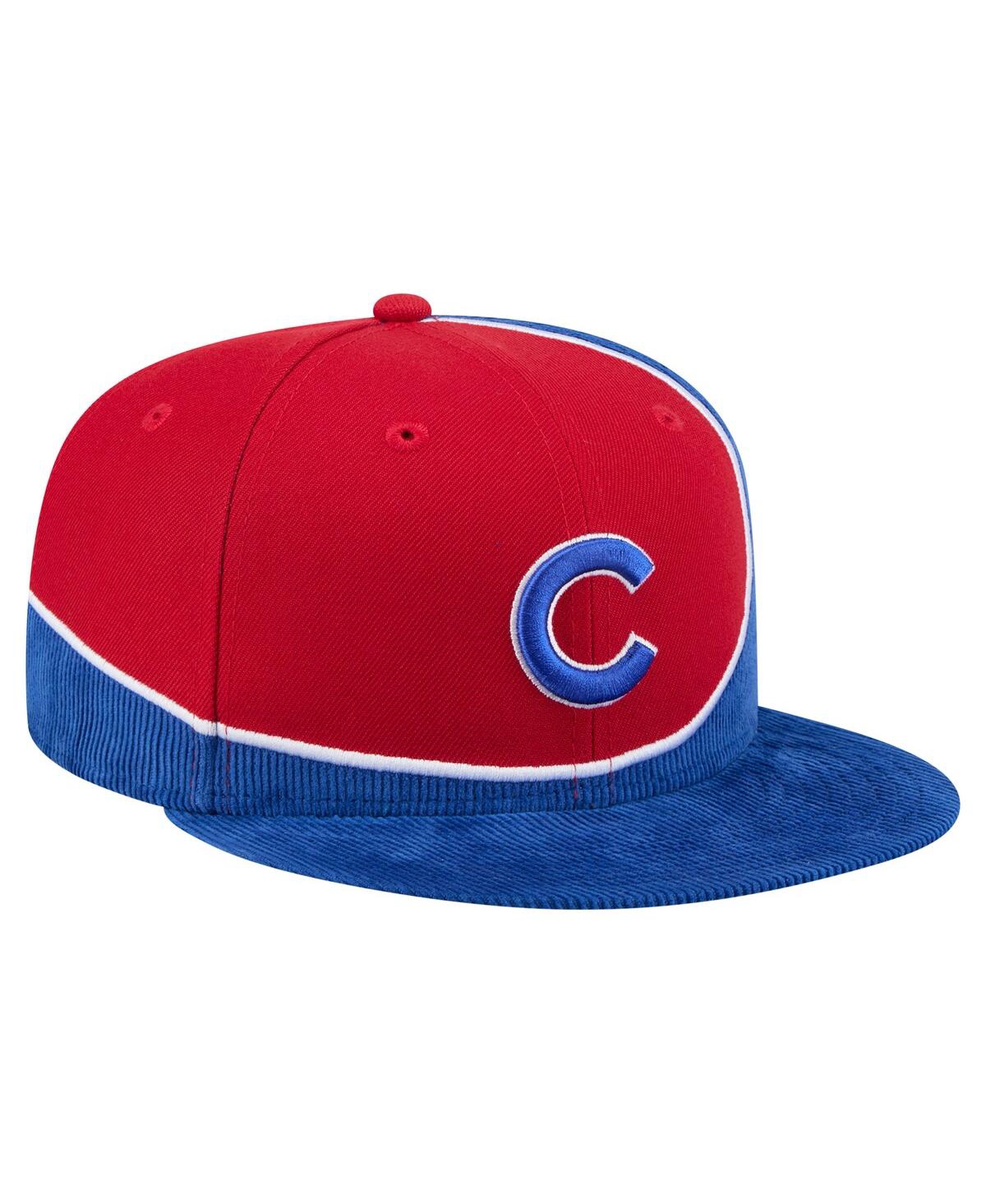 New Era Men's Royal/red Chicago Cubs Retro Split Corduroy Snapback Hat