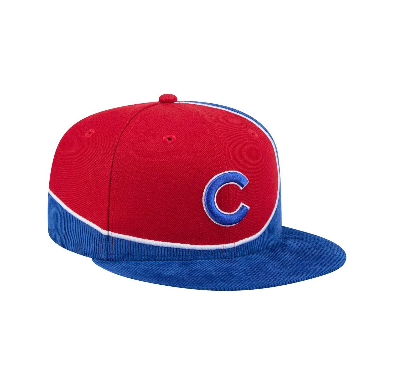 Men's Royal/Red Chicago Cubs Retro Split Corduroy Snapback Hat