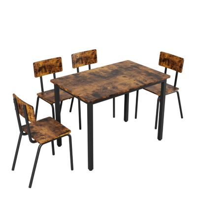5-Piece Dining Set for 4 Kitchen Table & Chairs, Metal & MDF, Compact