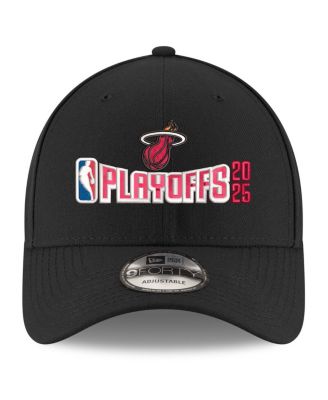 Мужская черная кепка с регулируемой посадкой New Era Men's Black Miami Heat 2025 NBA Playoffs 945
