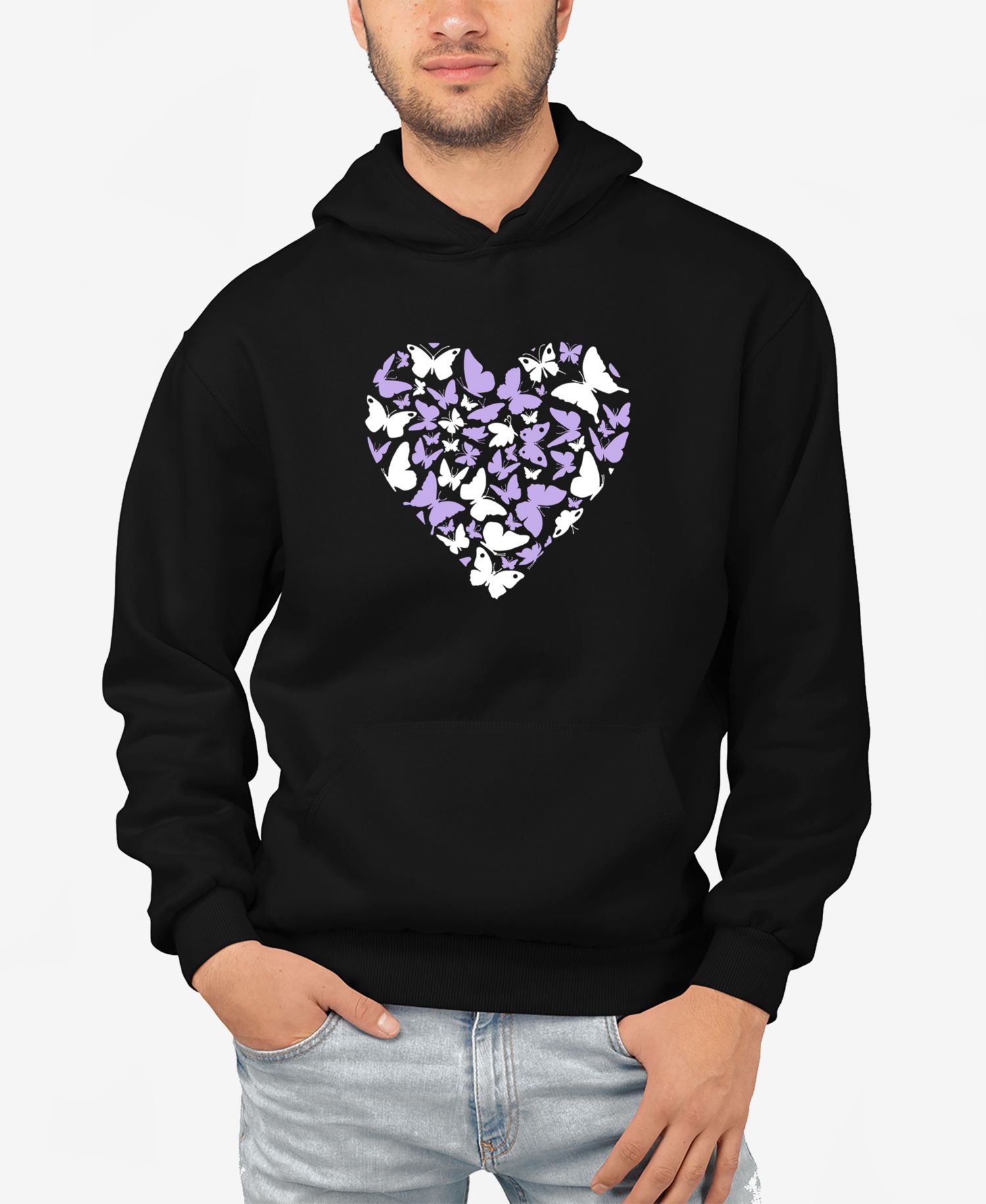 Men's Butterfly Heart Word Art Hooded Sweatshirt