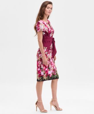 Women's Floral-Print Tie-Front Sheath Dress