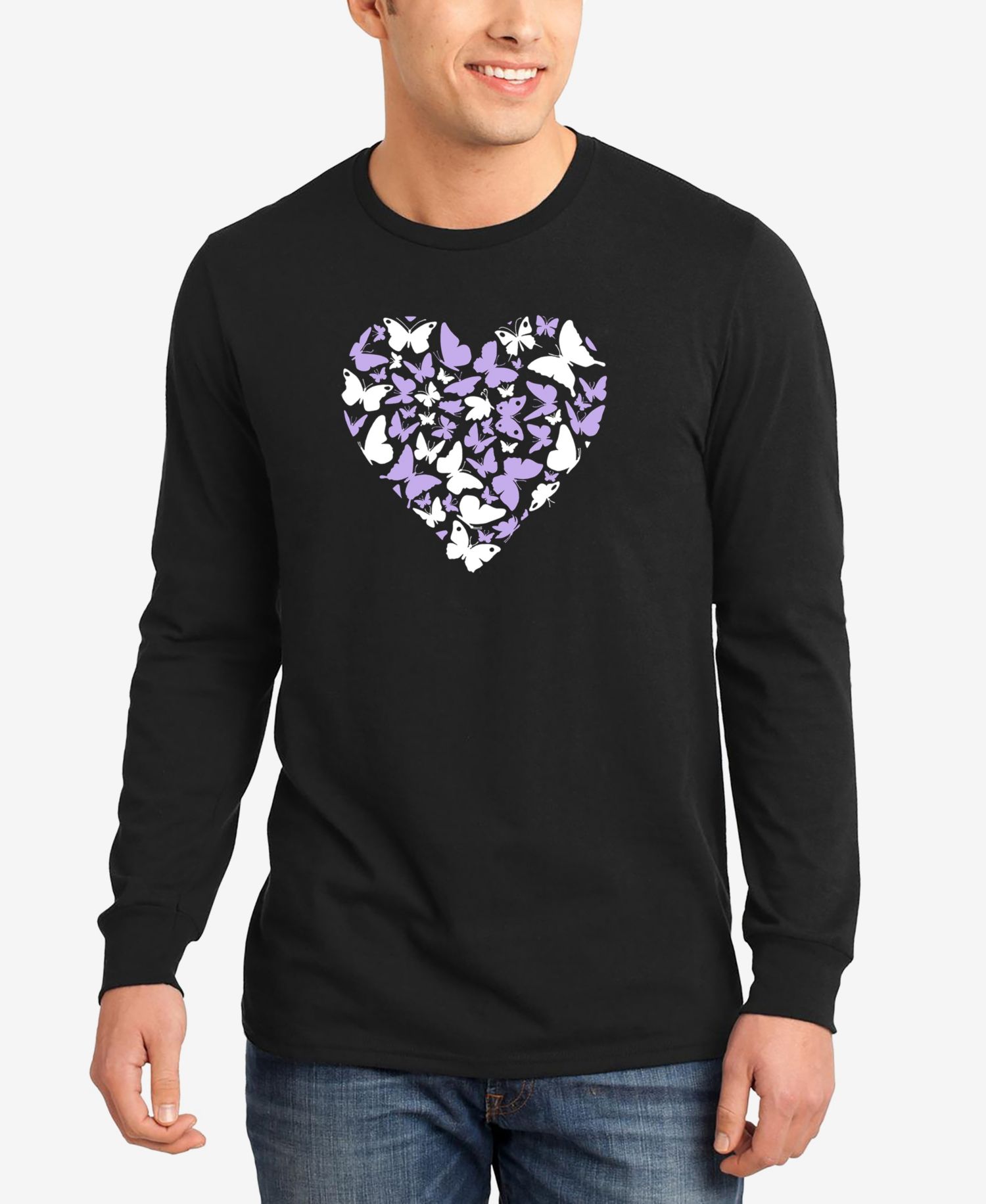 Men's Butterfly Heart Word Art Long Sleeve T-Shirt