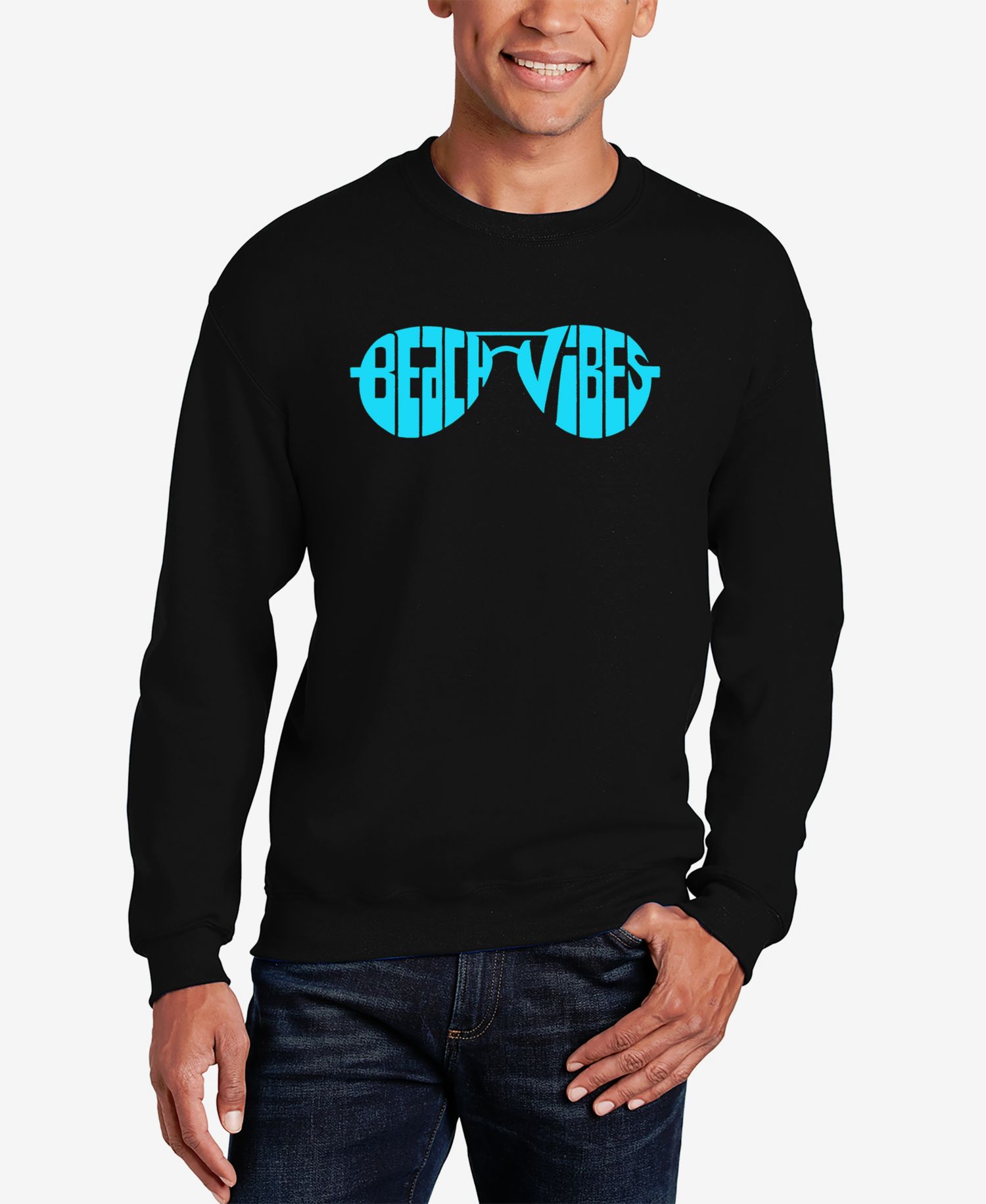 Men's Beach Vibes Word Art Crewneck Sweatshirt