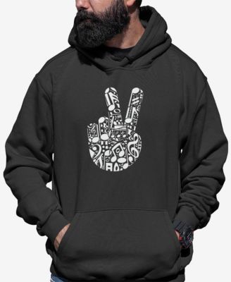 Men's Peace Finger Notes Word Art Hooded Sweatshirt