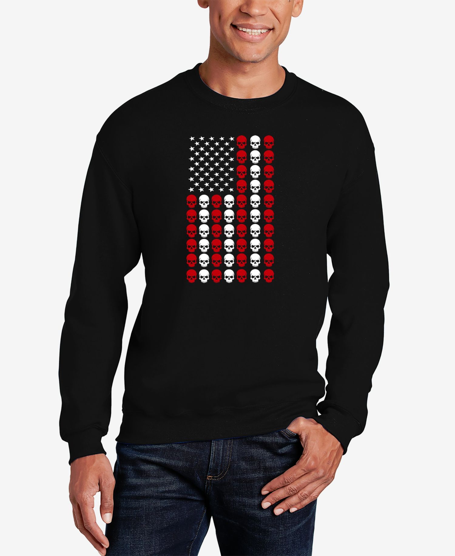 Men's Skull Flag Word Art Crewneck Sweatshirt