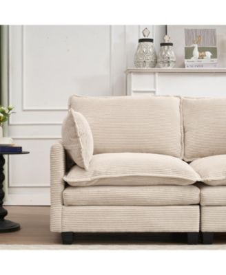 Oversized Velvet Modular Sofa U-Shape Couch with Ottomans & Pillows