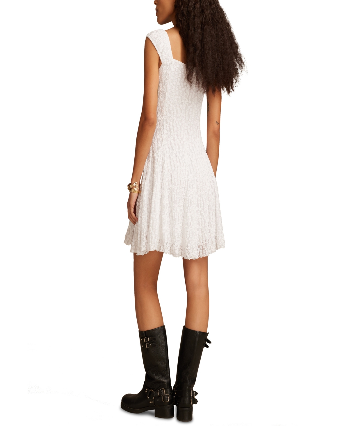 Lucky Brand Floral Mesh Mini Dress In White