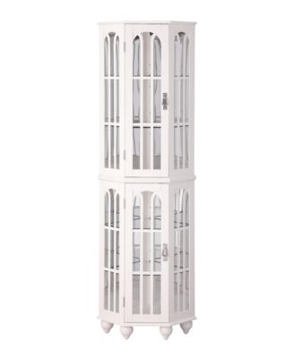 Corner Curio Cabinet with Adjustable Glass Shelves and Mirrored Back