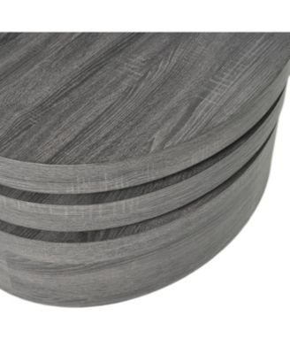 Streamdale Multi-Functional Oval Rotating Coffee Table with 3 Layer Surfaces