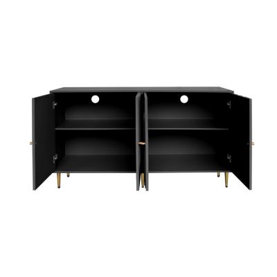 Black Lacquered 4-Door Sideboard Cabinet for Living Room and Beyond