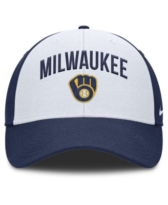 Мужская белая/темно-синяя кепка Nike Milwaukee Brewers Club Performance с регулируемой посадкой