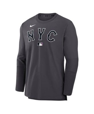 Мужская футболка с длинным рукавом Nike Anthracite New York Mets Authentic Collection City Connect, облегченная футболка для игроков Tri-Blend Performance