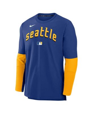 Мужская футболка с длинным рукавом Nike Royal Seattle Mariners Authentic Collection City Connect, облегченная футболка для игроков Tri-Blend Performance