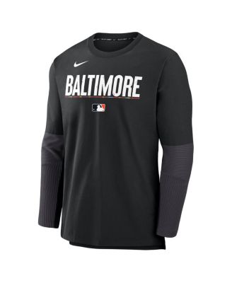 Men's Black Baltimore Orioles Authentic Collection City Connect Lightweight Player Tri-Blend Performance Long Sleeve T-Shirt