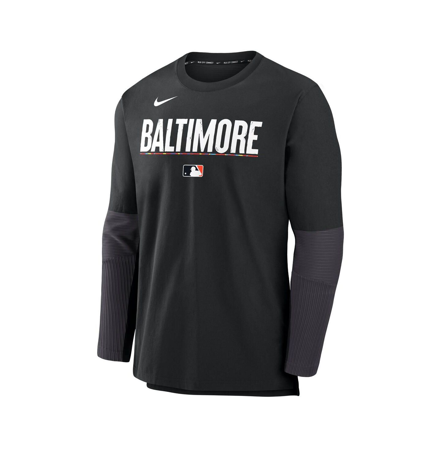 Мужская футболка Nike Black Baltimore Orioles Authentic Collection City Connect Lightweight Player Tri-Blend Performance Long Sleeve — фото 2