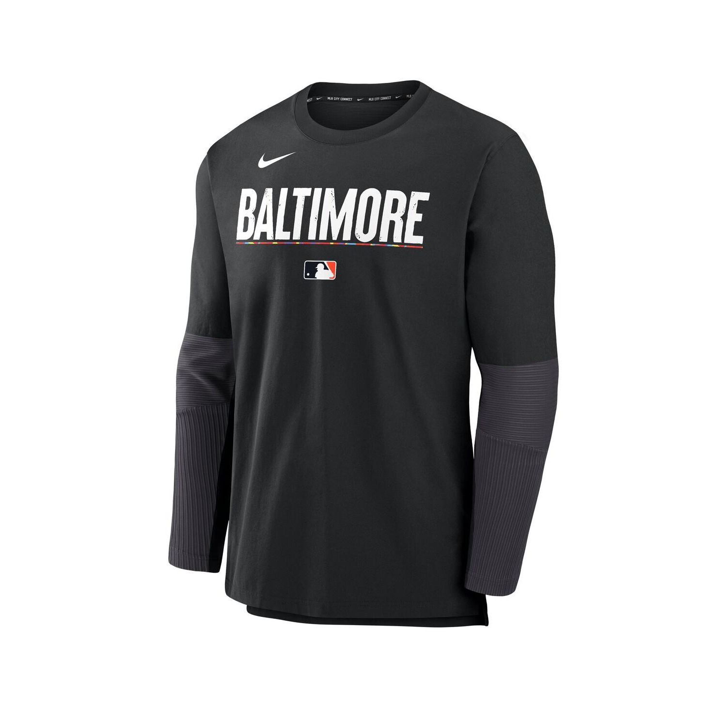 Men's Black Baltimore Orioles Authentic Collection City Connect Lightweight Player Tri-Blend Performance Long Sleeve T-Shirt