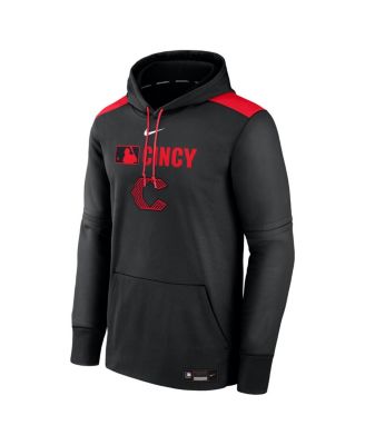 Мужская толстовка-пуловер Nike Black Cincinnati Reds Authentic Collection City Connect Therma с капюшоном