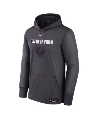 Мужская толстовка-пуловер Nike Anthracite New York Mets Authentic Collection City Connect Therma с капюшоном