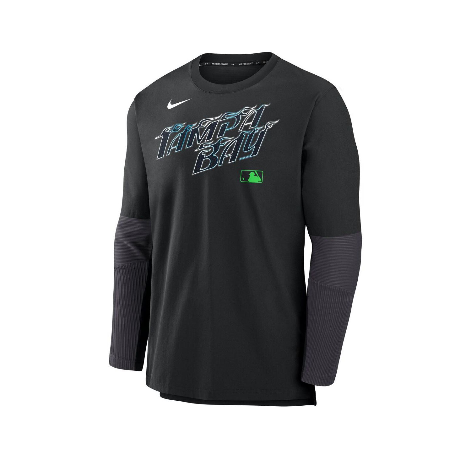 Men's Black Tampa Bay Rays Authentic Collection City Connect Lightweight Player Tri-Blend Performance Long Sleeve T-Shirt