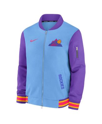 Men's Light Blue/Purple Colorado Rockies 2025 City Connect Authentic Collection Full-Zip Bomber Jacket