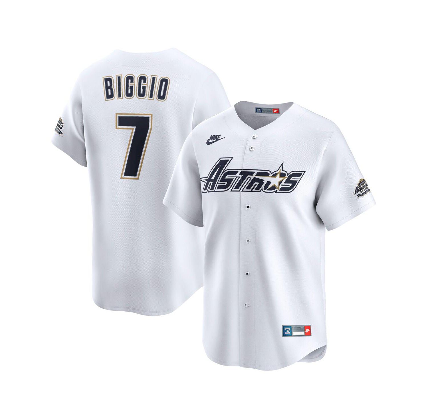 Men's Craig Biggio White Houston Astros Throwback Cooperstown Collection Limited Jersey