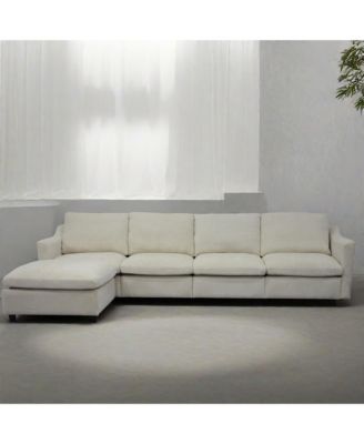 Streamdale Beige Modular Cloud Sofa, Ottoman & Pillows Modern Living Room Couch