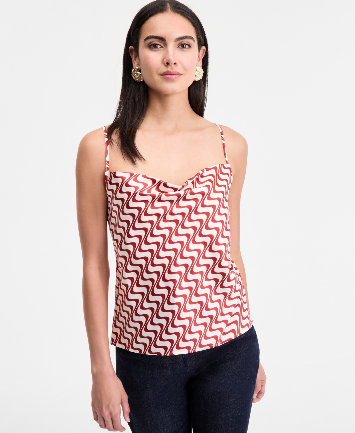 Women's Animal-Print Cowlneck Camisole Top, Exclusively at Macy's - Pheby Cheetah