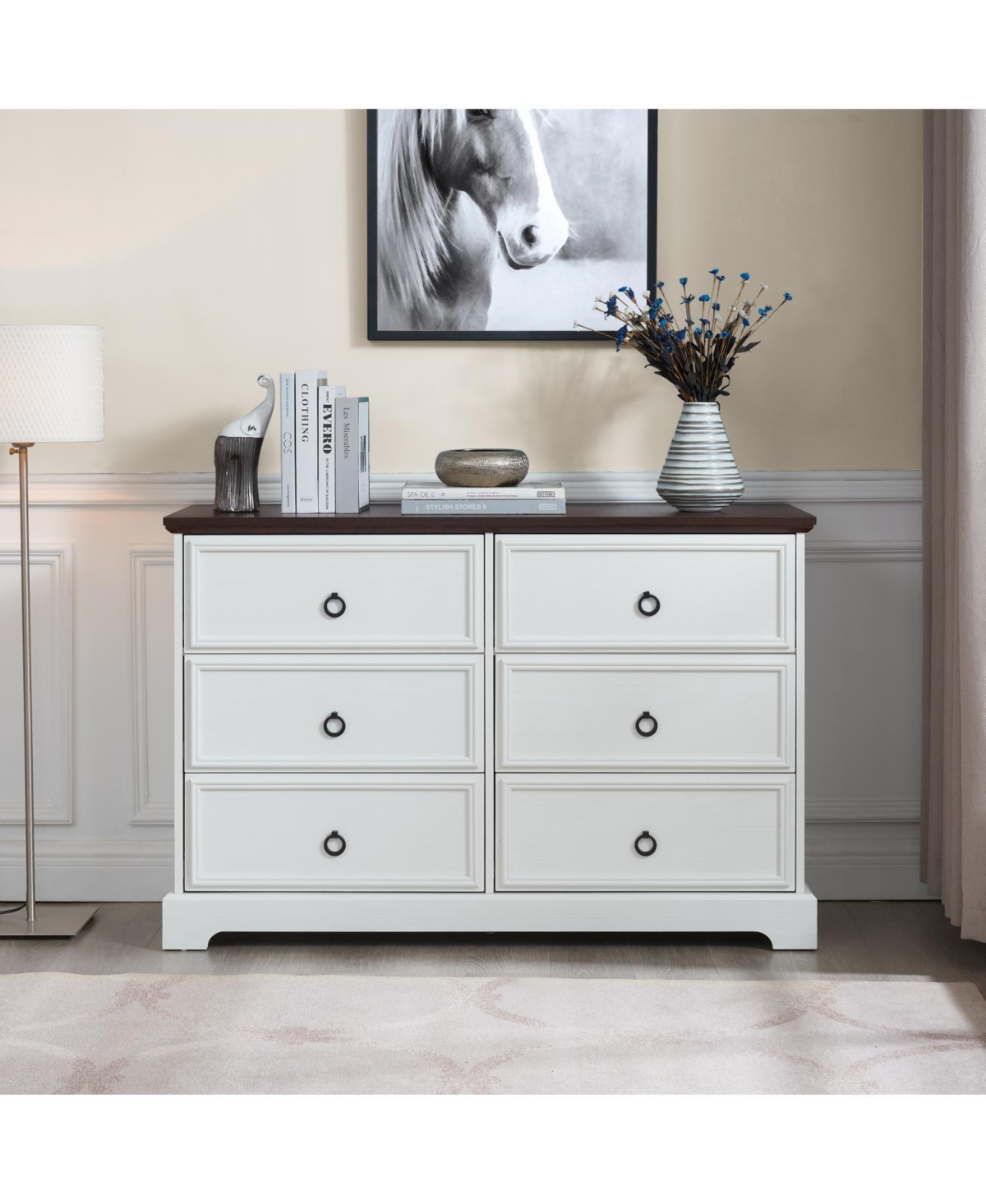 Streamdale Furniture Modern Farmhouse 6-Drawer Dresser