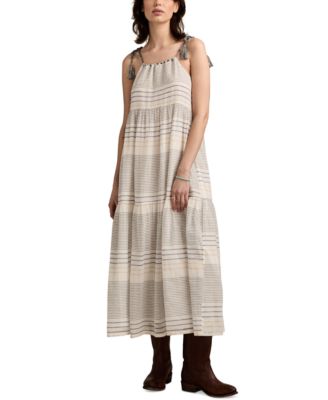 Lucky Brand - Women's Striped Cotton Tiered Maxi Dress